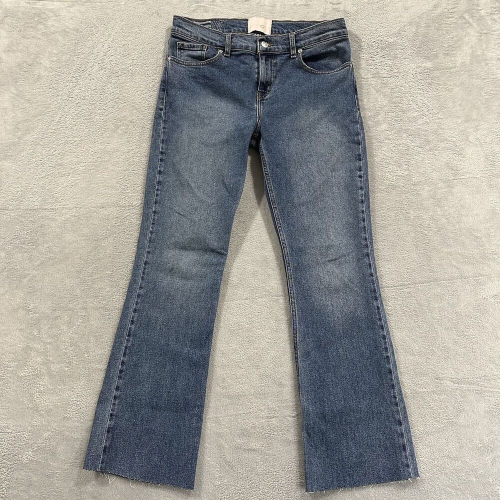 Revice Jeans Women's 31 High Rise Blue Denim Rollergirl Flares Retro 70s Faded